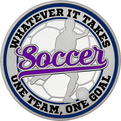 Purple "Soccer" with Navy Blue Outer Circular Borders